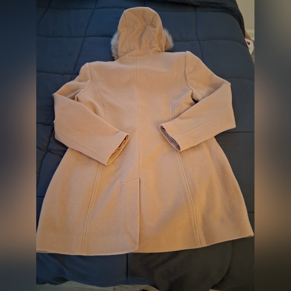 SACHI Women's Camel Teddy Jacket with Faux Fur Collar - Picture 2 of 4